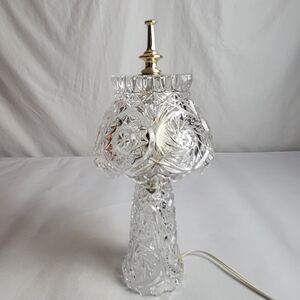 VTG Imperlux Etched Cut Crystal Lamp Parlor Boudoir Hollywood Regency W Germany